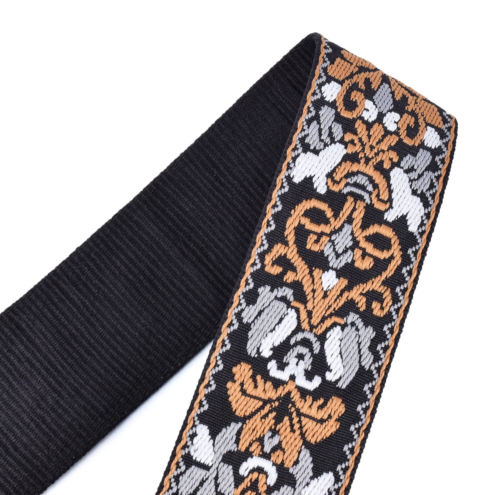 CLOUDMSUSIC Guitar Strap Acoustic Classical Bass Electric 2" Wide Strap With Jacquard Embroider Pattern For Adult Kids(Vintage Black and Brown) - Image 3