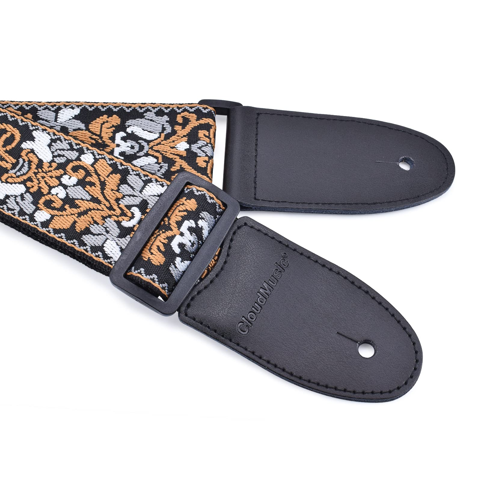 CLOUDMSUSIC Guitar Strap Acoustic Classical Bass Electric 2" Wide Strap With Jacquard Embroider Pattern For Adult Kids(Vintage Black and Brown) - Image 5