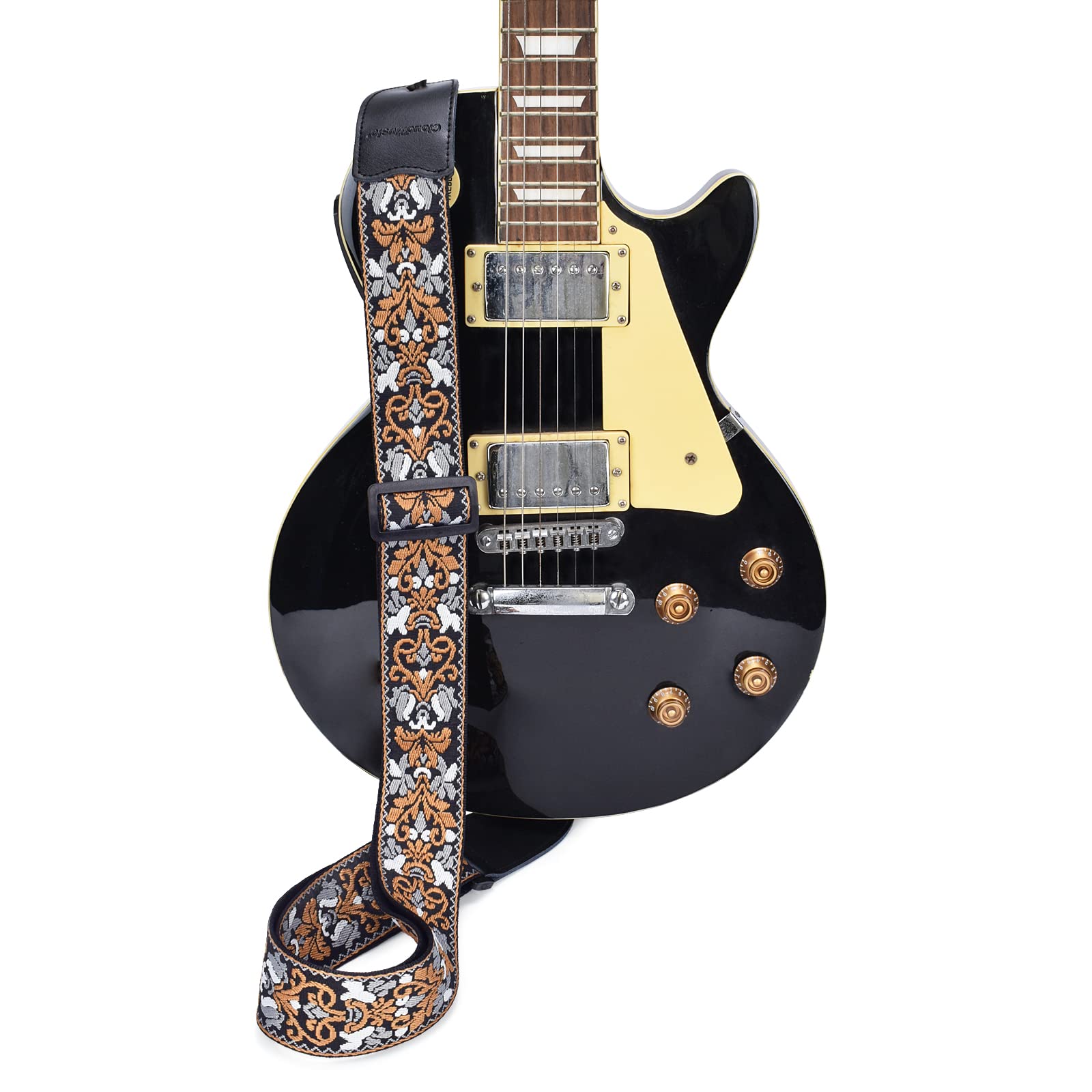 CLOUDMSUSIC Guitar Strap Acoustic Classical Bass Electric 2" Wide Strap With Jacquard Embroider Pattern For Adult Kids(Vintage Black and Brown) - Image 6