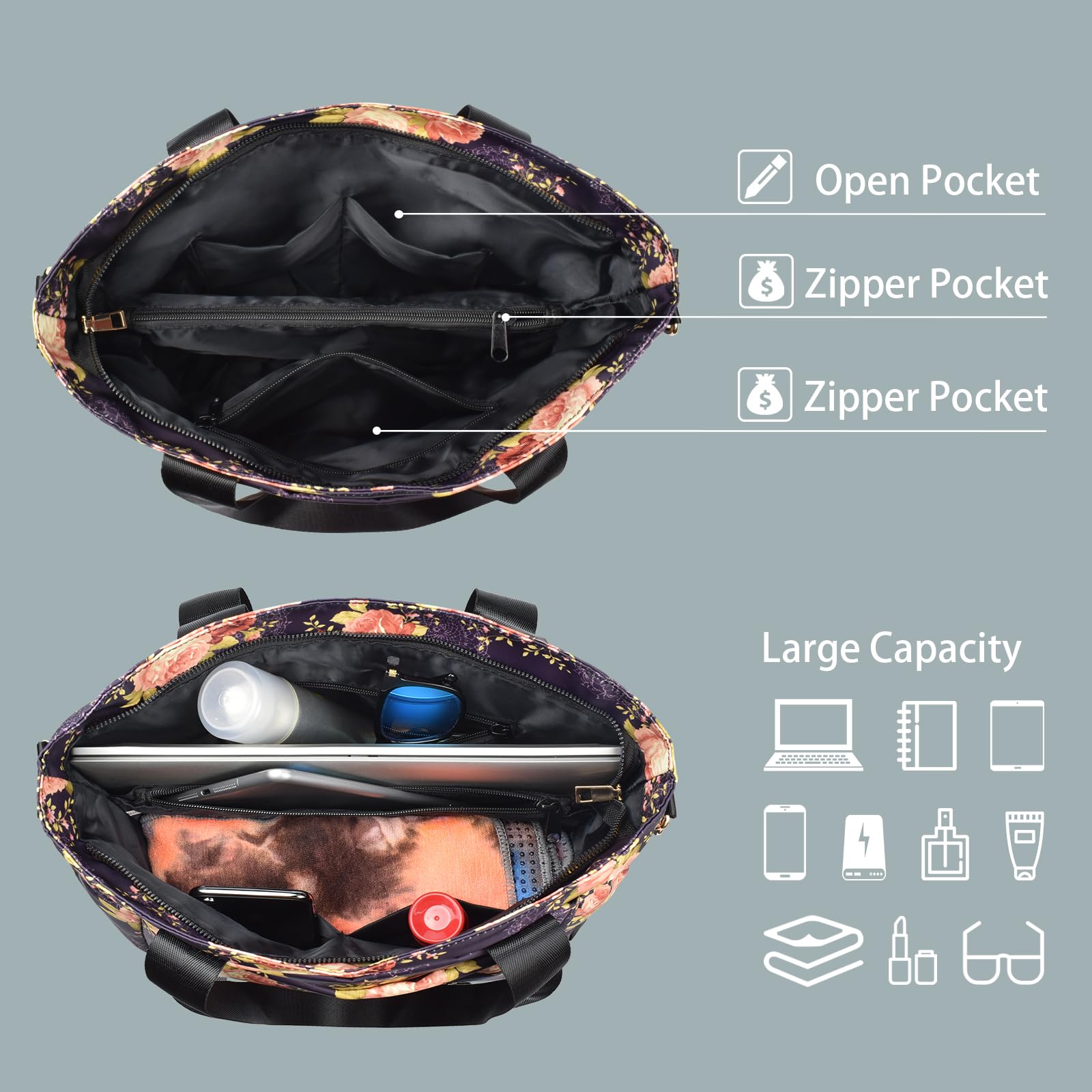 CLOUDMUSIC Crossbody Bags Shoulder Tote Handbag Nylon With Straps Waterproof Multi Bottle Pockets For Women Trendy - Image 6