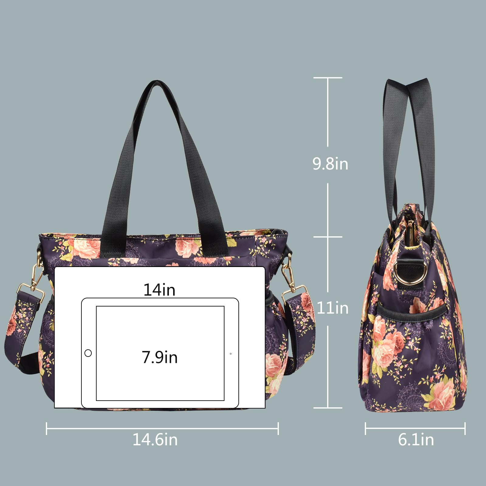 CLOUDMUSIC Crossbody Bags Shoulder Tote Handbag Nylon With Straps Waterproof Multi Bottle Pockets For Women Trendy - Image 7