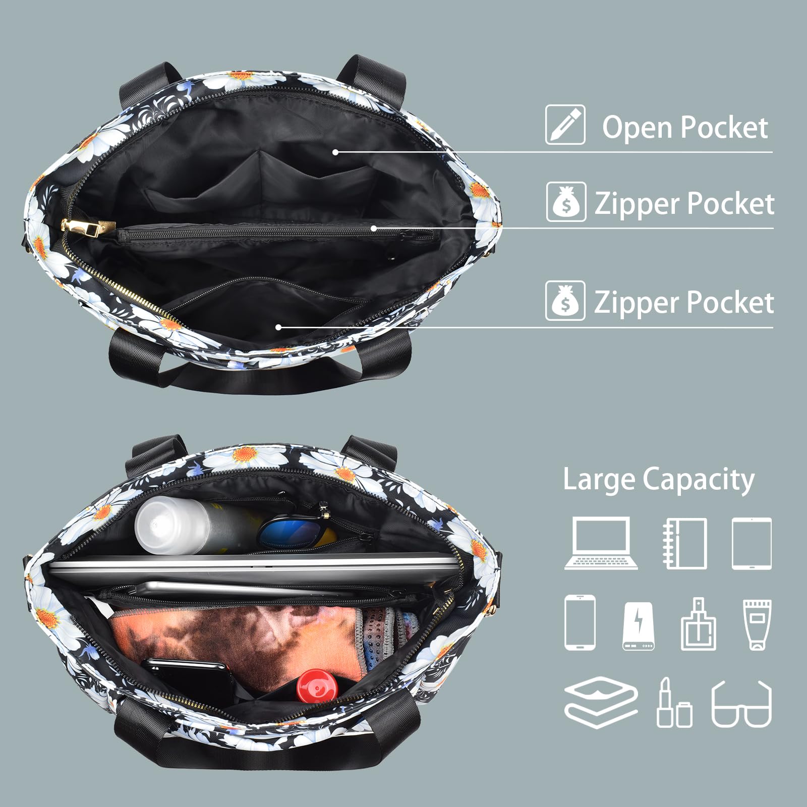 CLOUDMUSIC Crossbody Bags Shoulder Tote Handbag Nylon With Straps Waterproof Multi Bottle Pockets For Women Trendy - Image 5