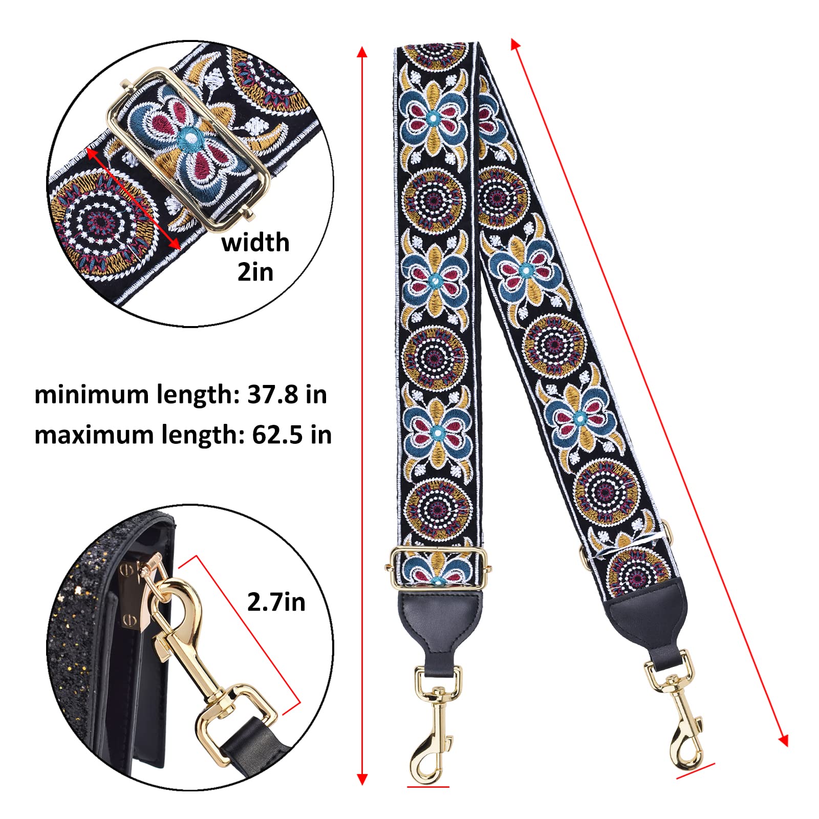CLOUDMUSIC Handbag Strap Replacement Crossbody Strap Purse Strap for Women Girls - Image 3