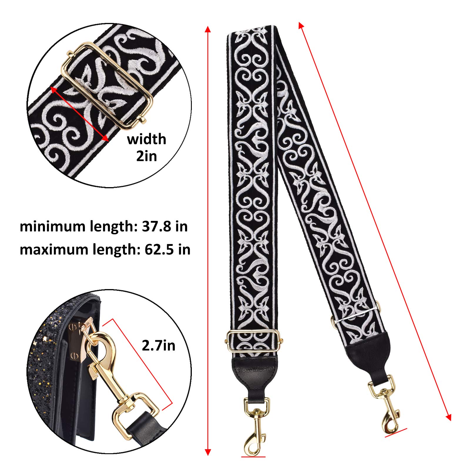CLOUDMUSIC Handbag Strap Replacement Shoulder Crossbody Strap Purse Strap for Women Girls - Image 3