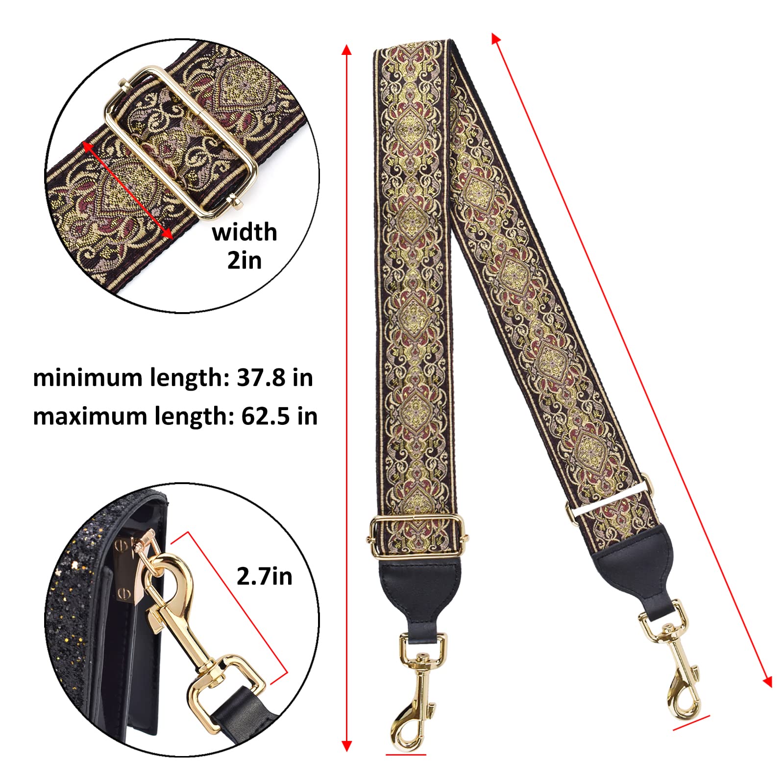 CLOUDMUSIC Handbag Strap Replacement Shoulder Crossbody Strap Purse Strap for Women Girls - Image 3