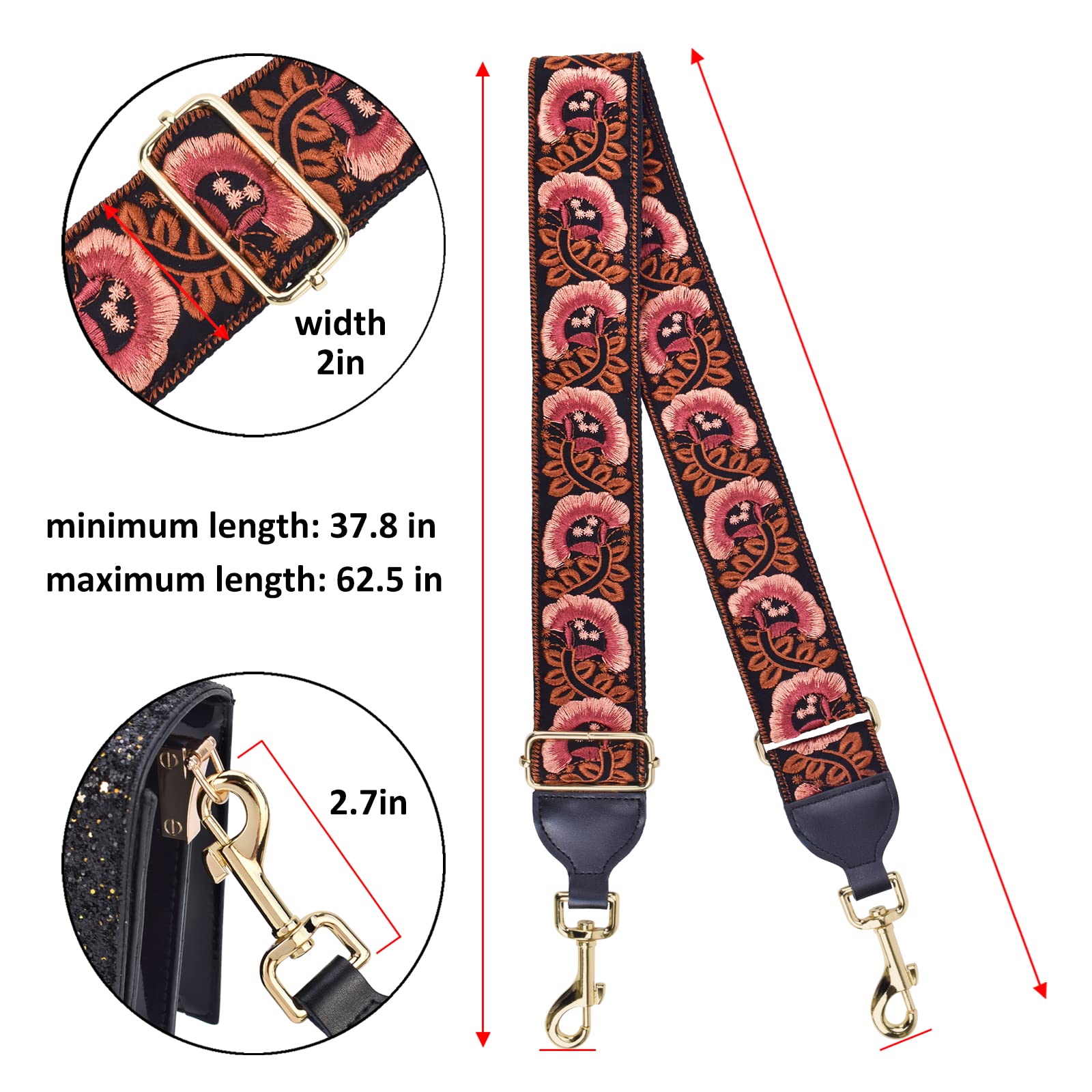 CLOUDMUSIC Handbag Strap Replacement Shoulder Crossbody Strap Purse Strap for Women Girls - Image 3