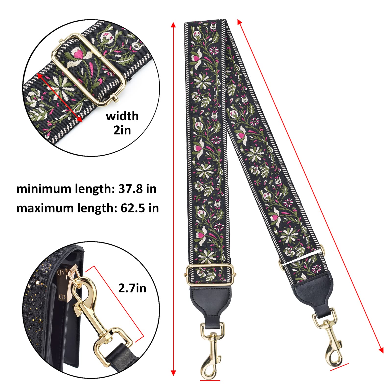 CLOUDMUSIC Handbag Strap Replacement Shoulder Crossbody Strap Purse Strap for Women Girls - Image 3