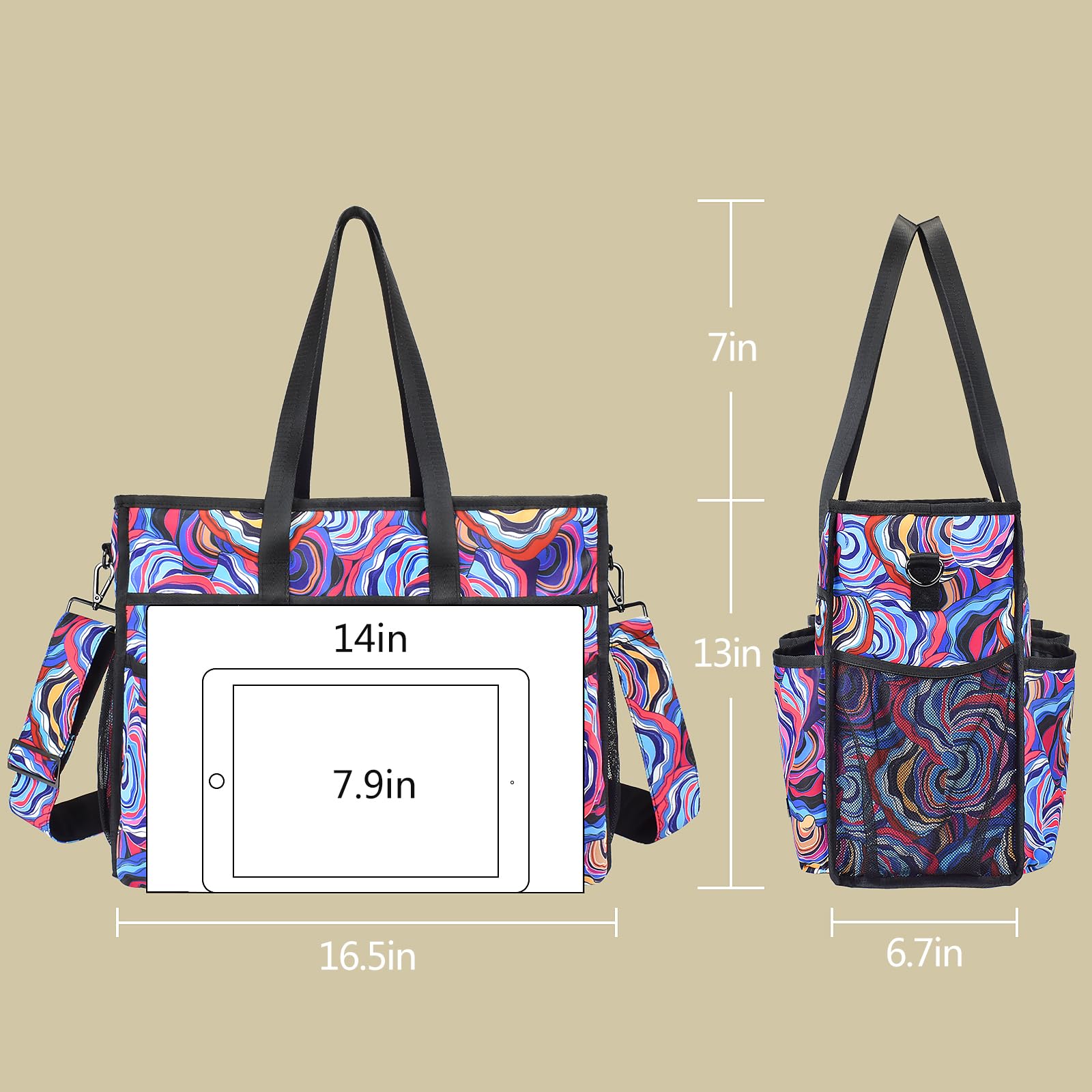 CLOUDMUSIC Large Tote Bag For Women Travel Nurse Teacher Work Waterpoof With Zipper Utility Everything Bags | Travel, Nurse, Teacher, Work, Waterpoof, With Zipper, Utility, Everything Bags - Image 5