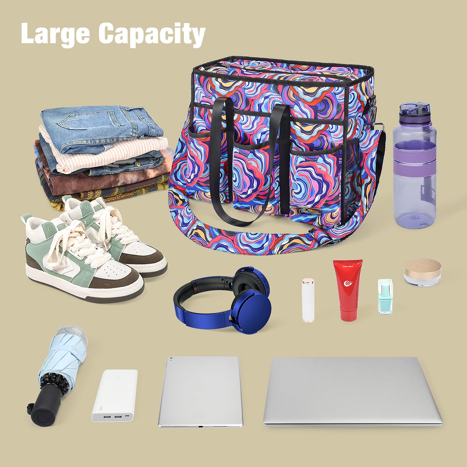 CLOUDMUSIC Large Tote Bag For Women Travel Nurse Teacher Work Waterpoof With Zipper Utility Everything Bags | Travel, Nurse, Teacher, Work, Waterpoof, With Zipper, Utility, Everything Bags - Image 7