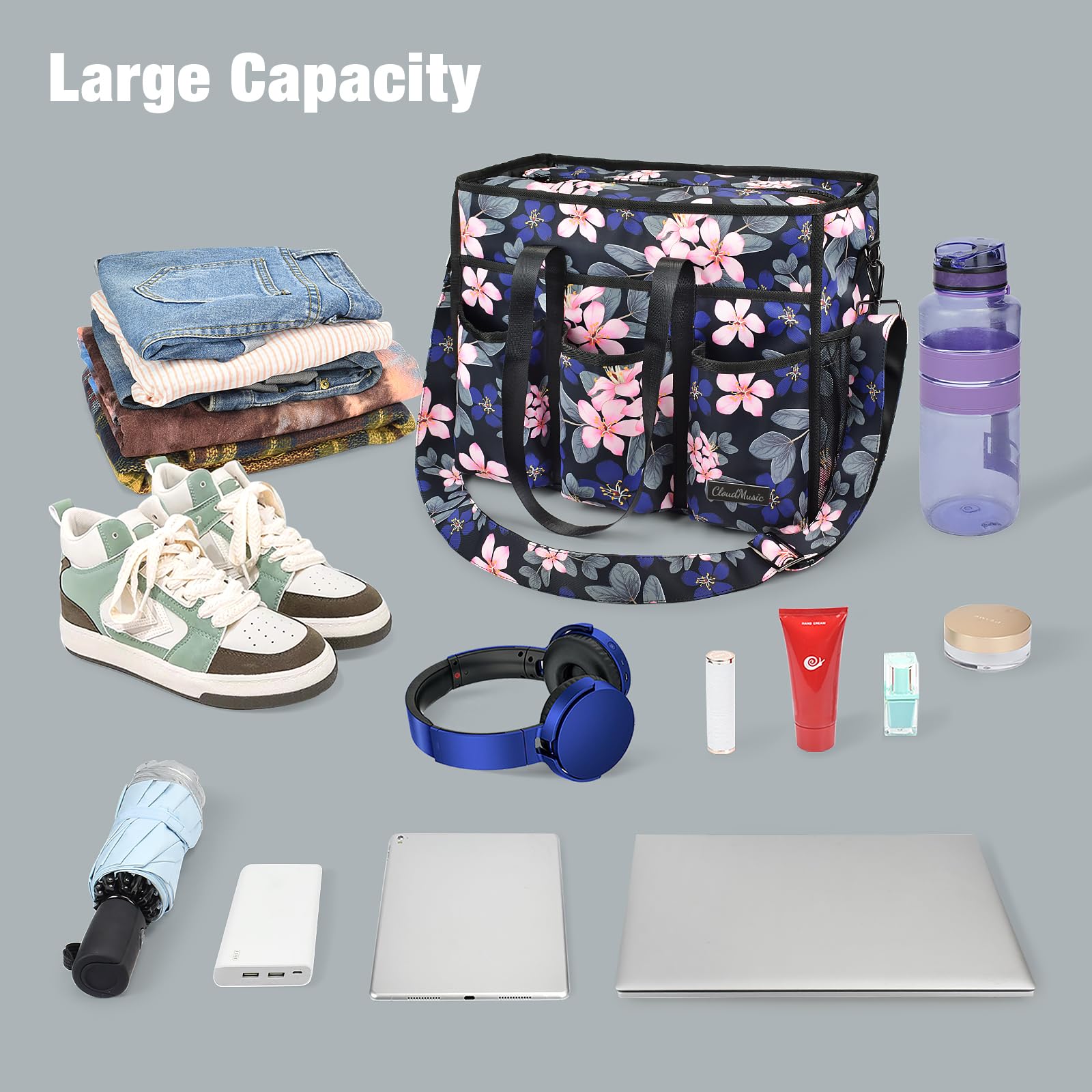 CLOUDMUSIC Large Tote Bag For Women Travel Nurse Teacher Work Waterpoof With Zipper Utility Everything Bags | Travel, Nurse, Teacher, Work, Waterpoof, With Zipper, Utility, Everything Bags - Image 7