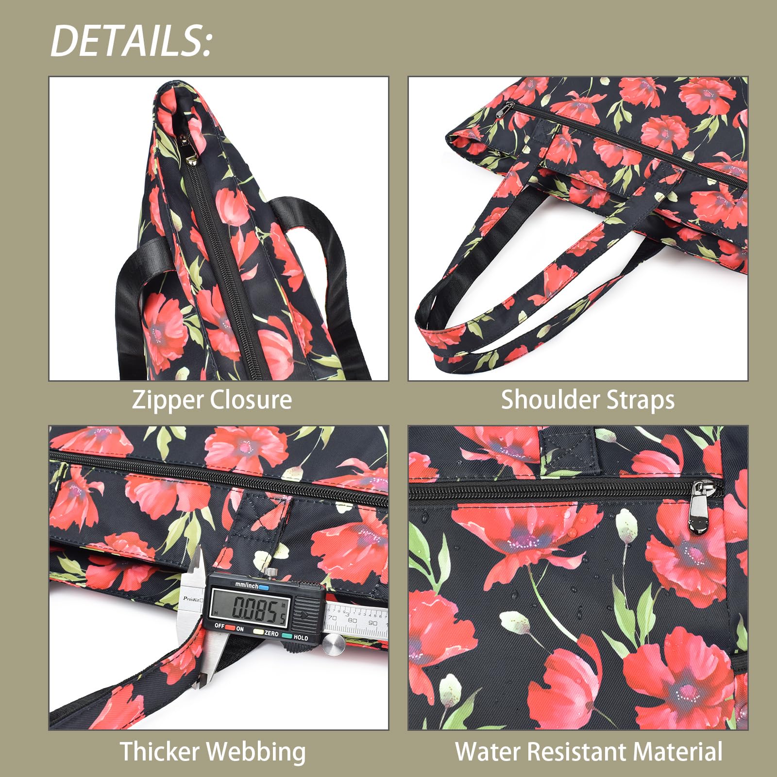 CLOUDMUSIC Shoulder Tote Bag For Nurses Teachers Work Gym Travel Beach Women With Large Capacity Waterproof - Image 3