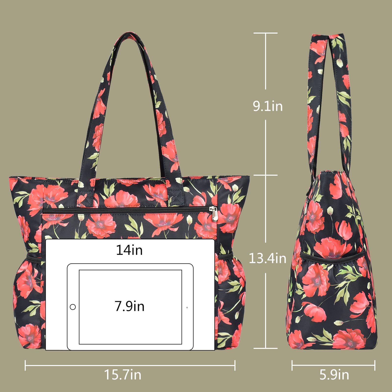 CLOUDMUSIC Shoulder Tote Bag For Nurses Teachers Work Gym Travel Beach Women With Large Capacity Waterproof - Image 6