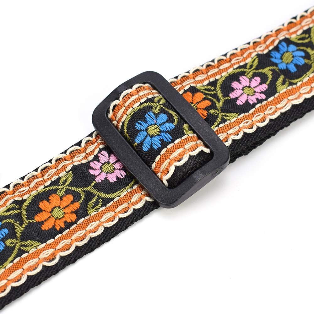 CLOUDMUSIC Tenor Concert Soprano Baritone Ukulele Strap Coloful Hawaii Floral Jacquard For Adult Size And Kids(Blue Orange Pink Flowers) - Image 3