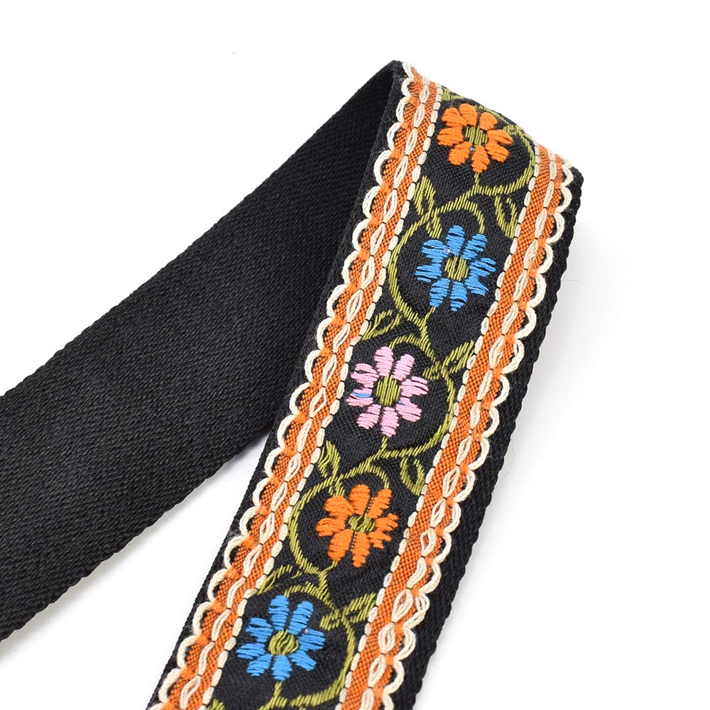 CLOUDMUSIC Tenor Concert Soprano Baritone Ukulele Strap Coloful Hawaii Floral Jacquard For Adult Size And Kids(Blue Orange Pink Flowers) - Image 4