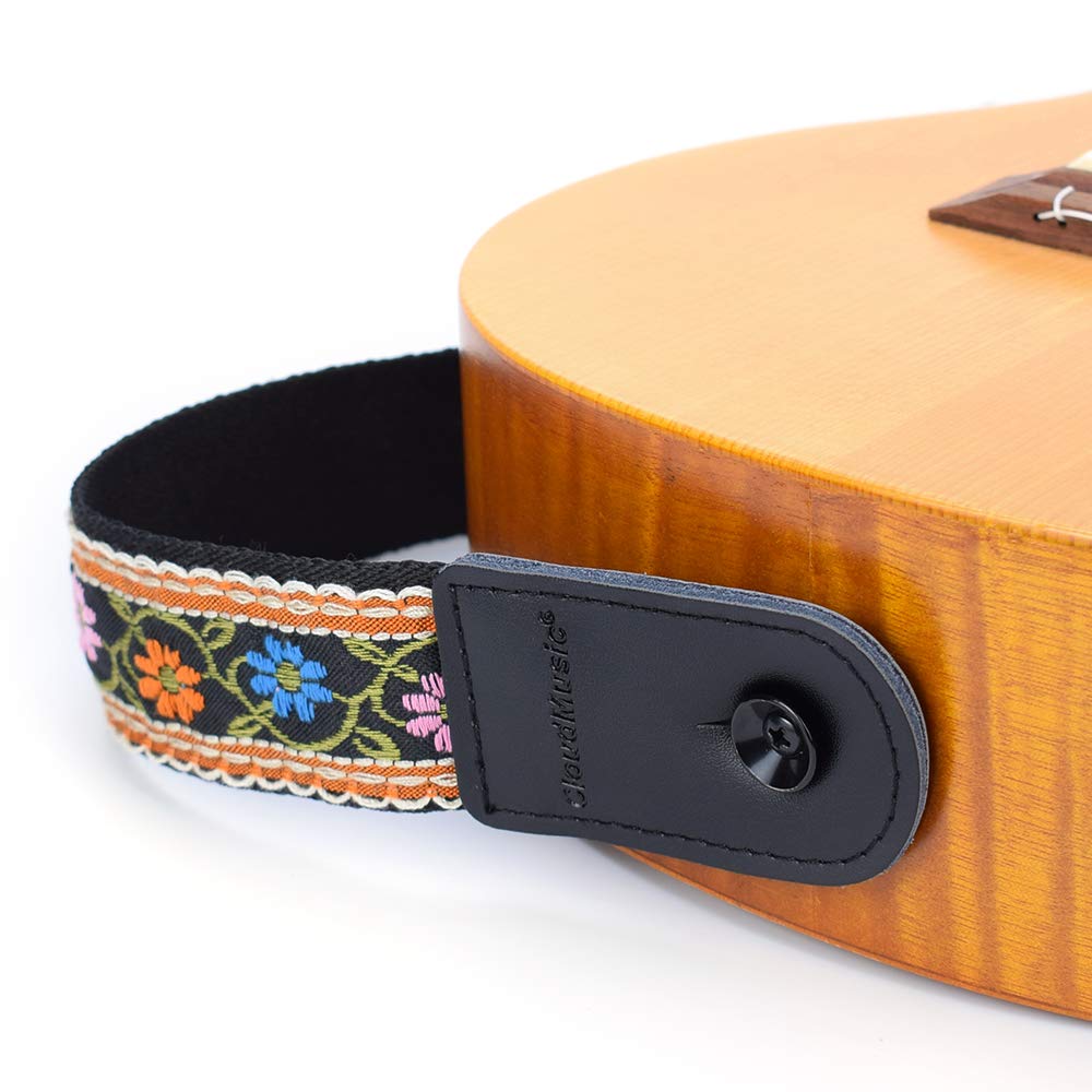 CLOUDMUSIC Tenor Concert Soprano Baritone Ukulele Strap Coloful Hawaii Floral Jacquard For Adult Size And Kids(Blue Orange Pink Flowers) - Image 5