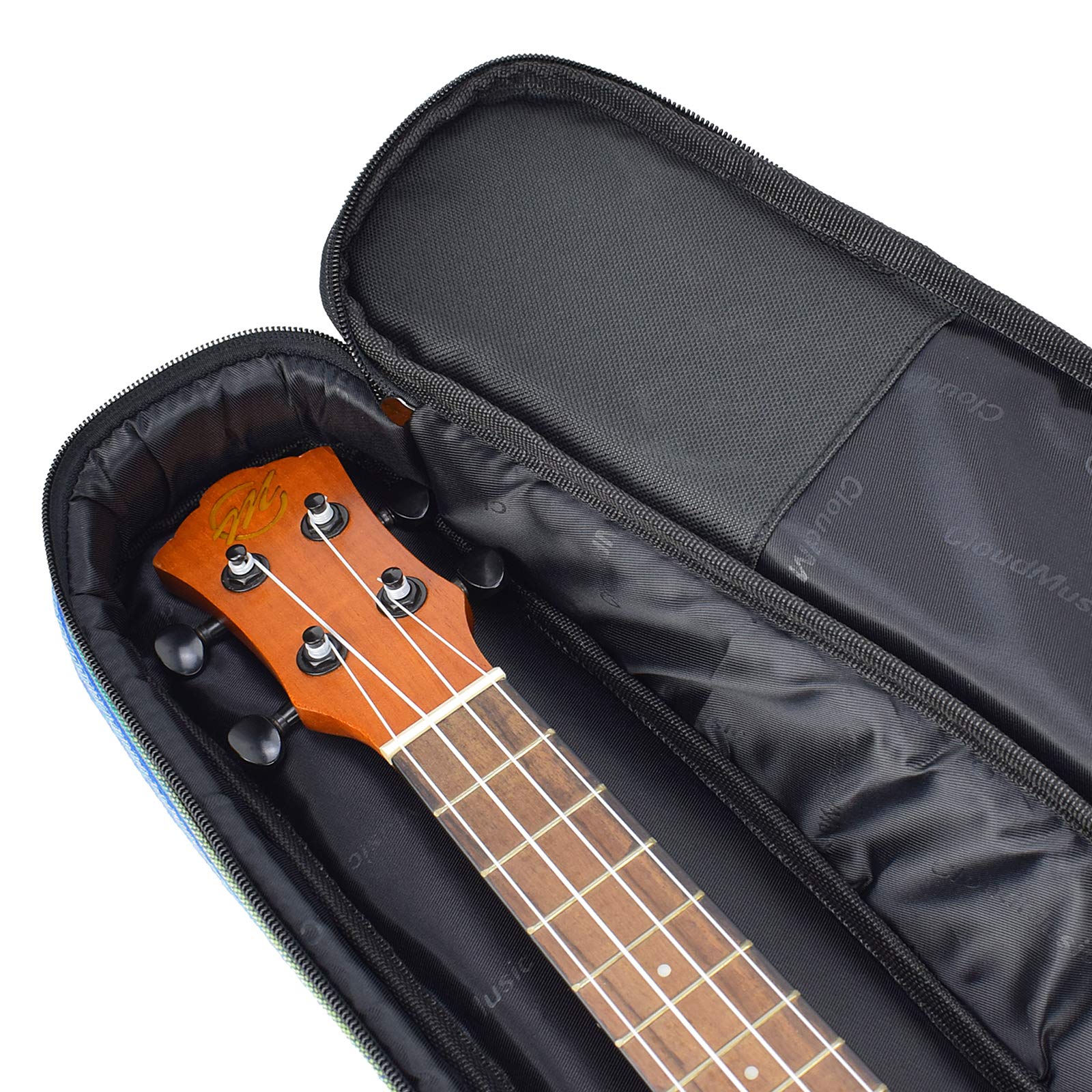 CLOUDMUSIC Ukulele Case Gig Bag Padded Backpack For Baritone 30" Inch(Baritone, Hawaii Blue) - Image 4