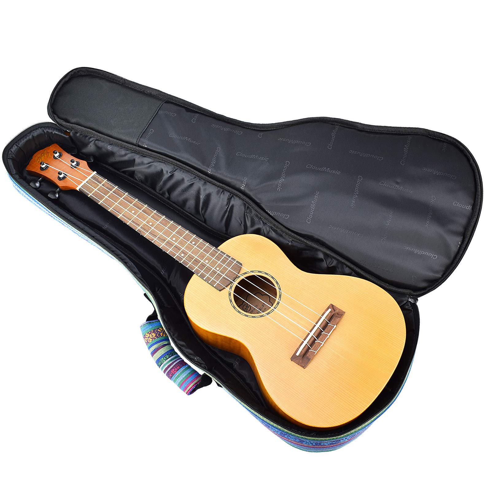 CLOUDMUSIC Ukulele Case Gig Bag Padded Backpack For Baritone 30" Inch(Baritone, Hawaii Blue) - Image 5