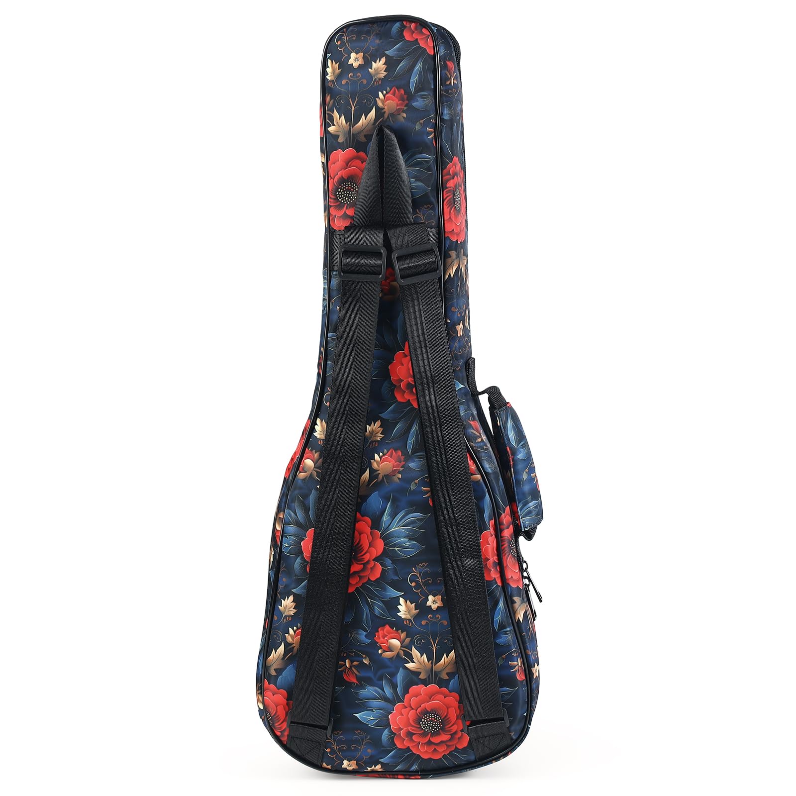 CLOUDMUSIC Ukulele Case Gig Bag Padded Backpack For Soprano 21" Inch(Soprano, Vintage Red Flowers) - Image 3
