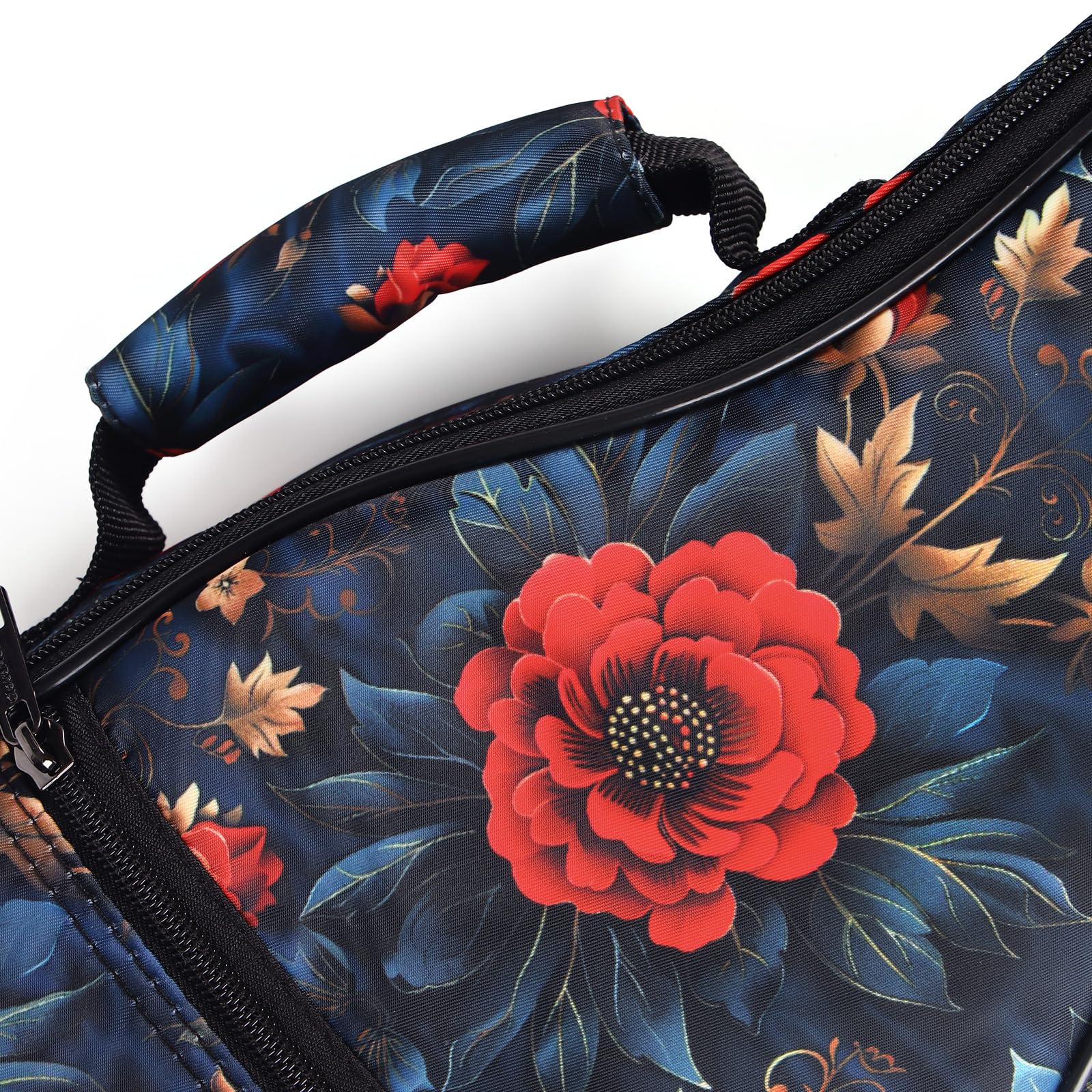 CLOUDMUSIC Ukulele Case Gig Bag Padded Backpack For Soprano 21" Inch(Soprano, Vintage Red Flowers) - Image 5
