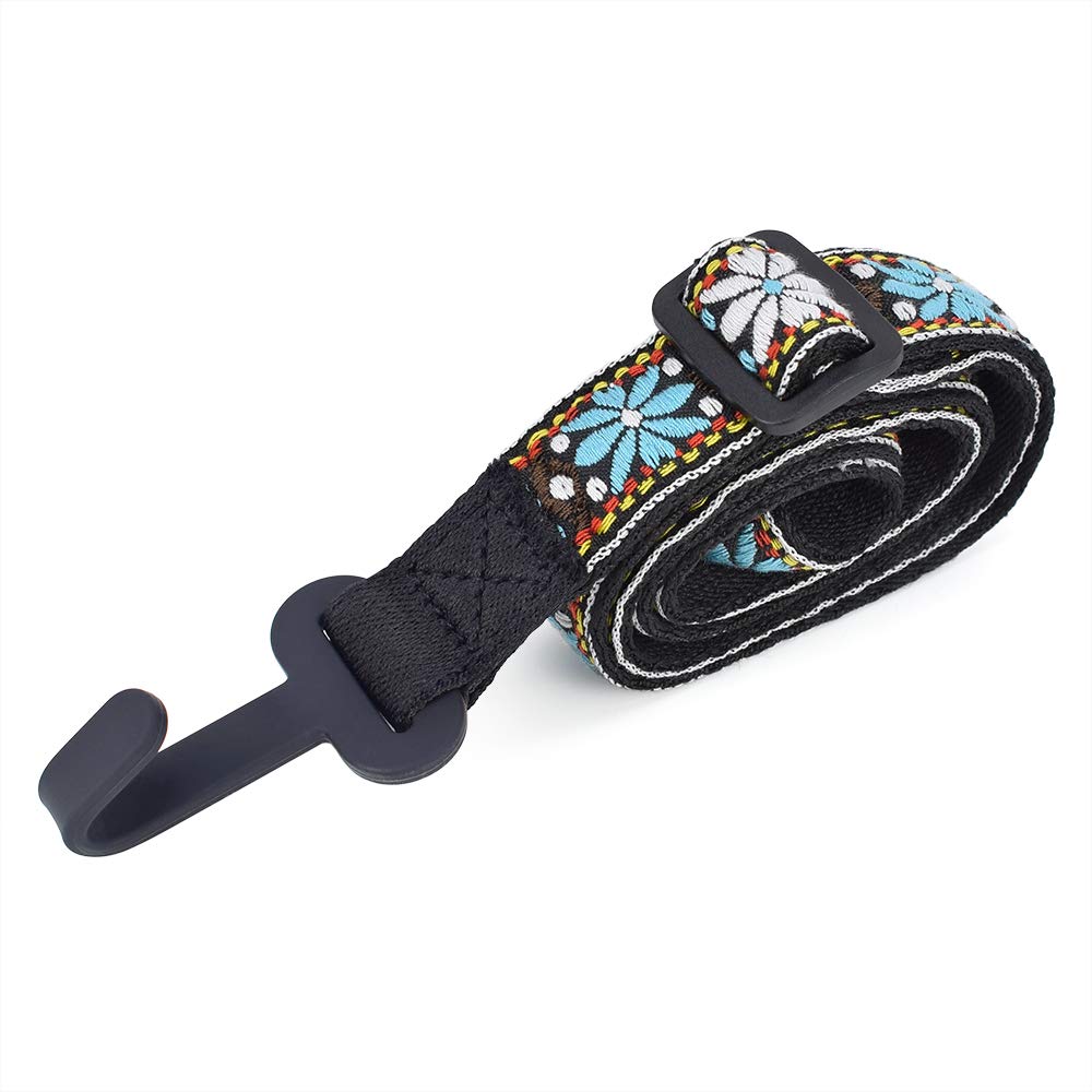 CLOUDMUSIC Ukulele Strap Clip On No Drill J Hook For Soprano Concert Tenor Baritone With Hawaiian Colorful Floral Pattern(Blue White Flower) - Image 4