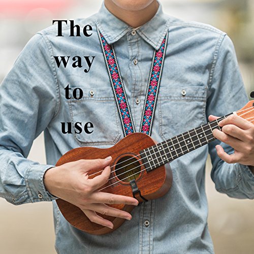 CLOUDMUSIC Ukulele Strap Clip On No Drill J Hook For Soprano Concert Tenor Baritone With Hawaiian Colorful Floral Pattern(Blue White Flower) - Image 6